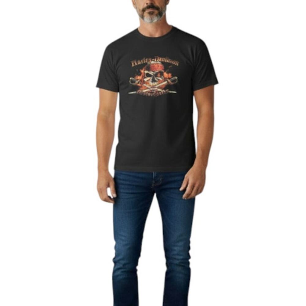 HARLEY-DAVIDSON Men’s Tee Sz XL Pirate Scull Chattanooga TN Biker Moto Made USA